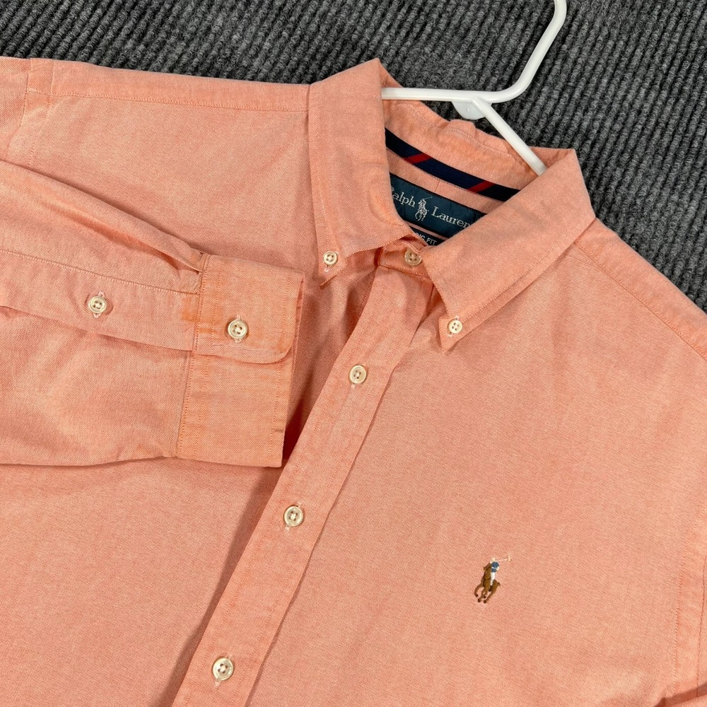 Ralph Lauren Shirt Mens XL Extra Large Coral Pink Long Sleeve Button Down Classi